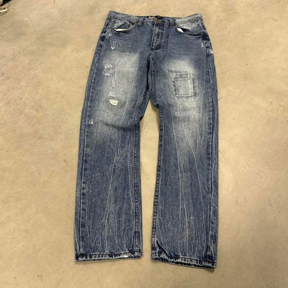 Vintage Dark Wash Wide Leg Skater Grunge Style Jeans